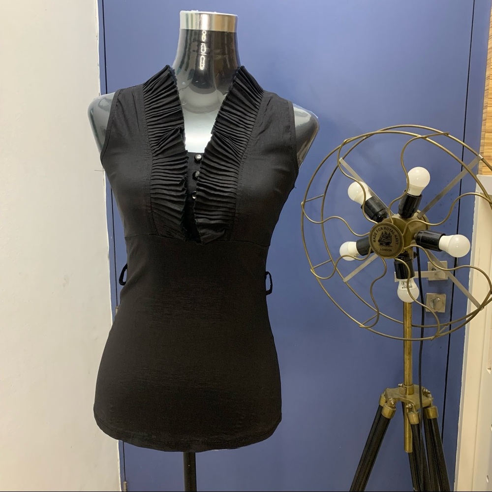 Classy Sophisticated Black Top with Belt Loops - Picture 5 of 9